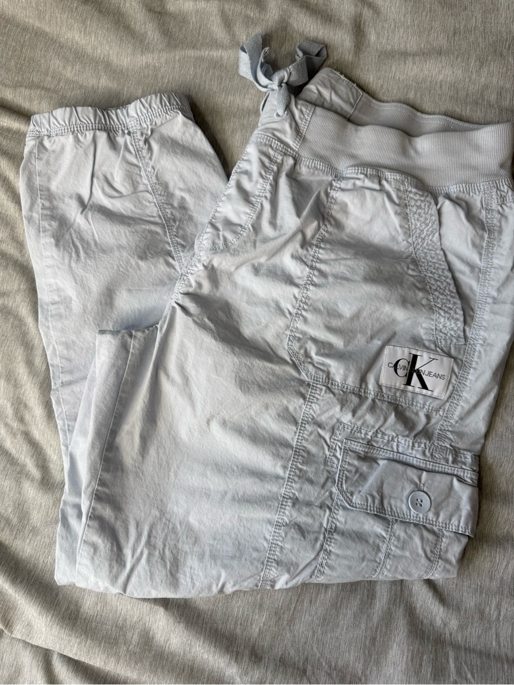 Calvin Klein Womens Light Blue Cargo Joggers